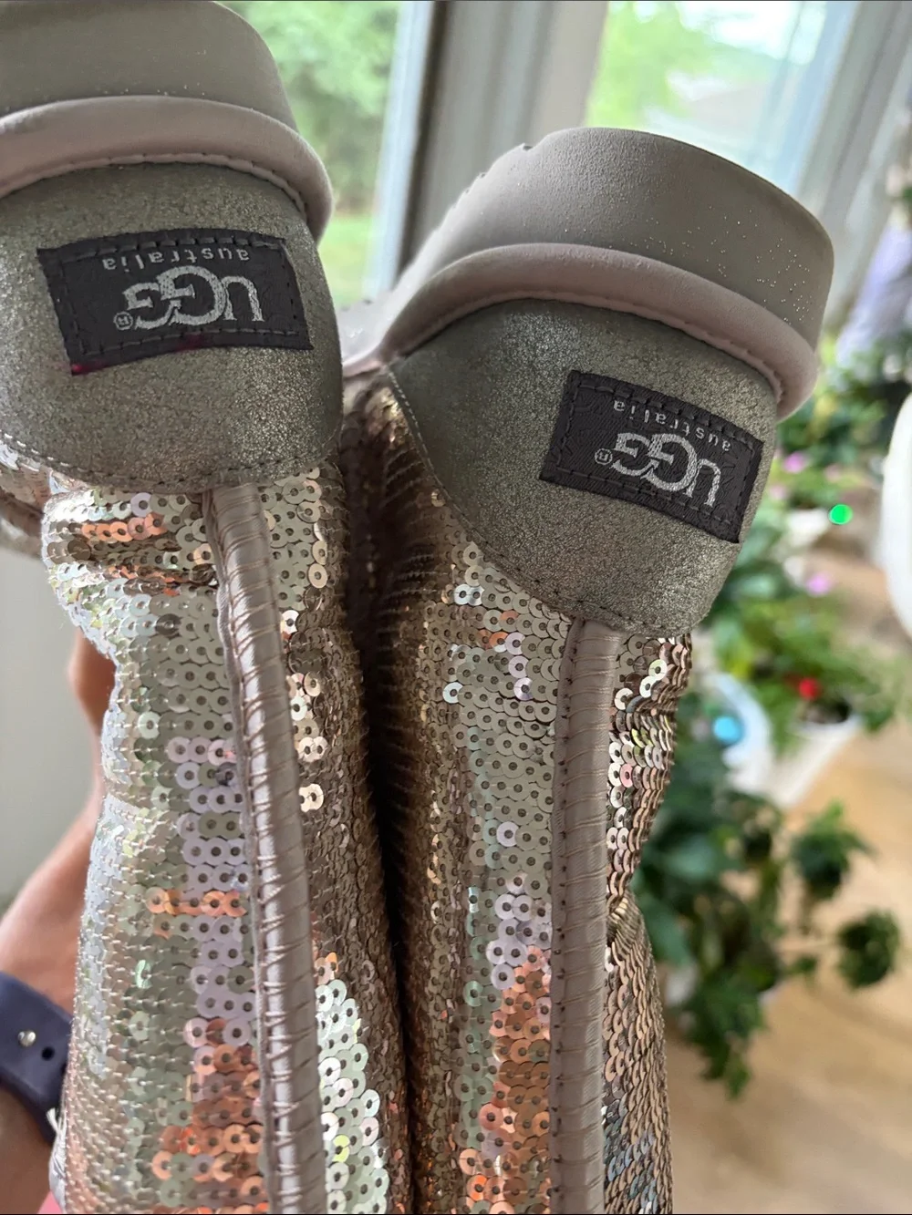 UGG Women's Sequin Mid-Calf Boots in Metallic Rose Gold
